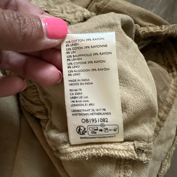 Free People Kauai Washed Pocket Trousers Pants Ruched Utility Iced CoffeeXL NEW - Picture 8 of 12
